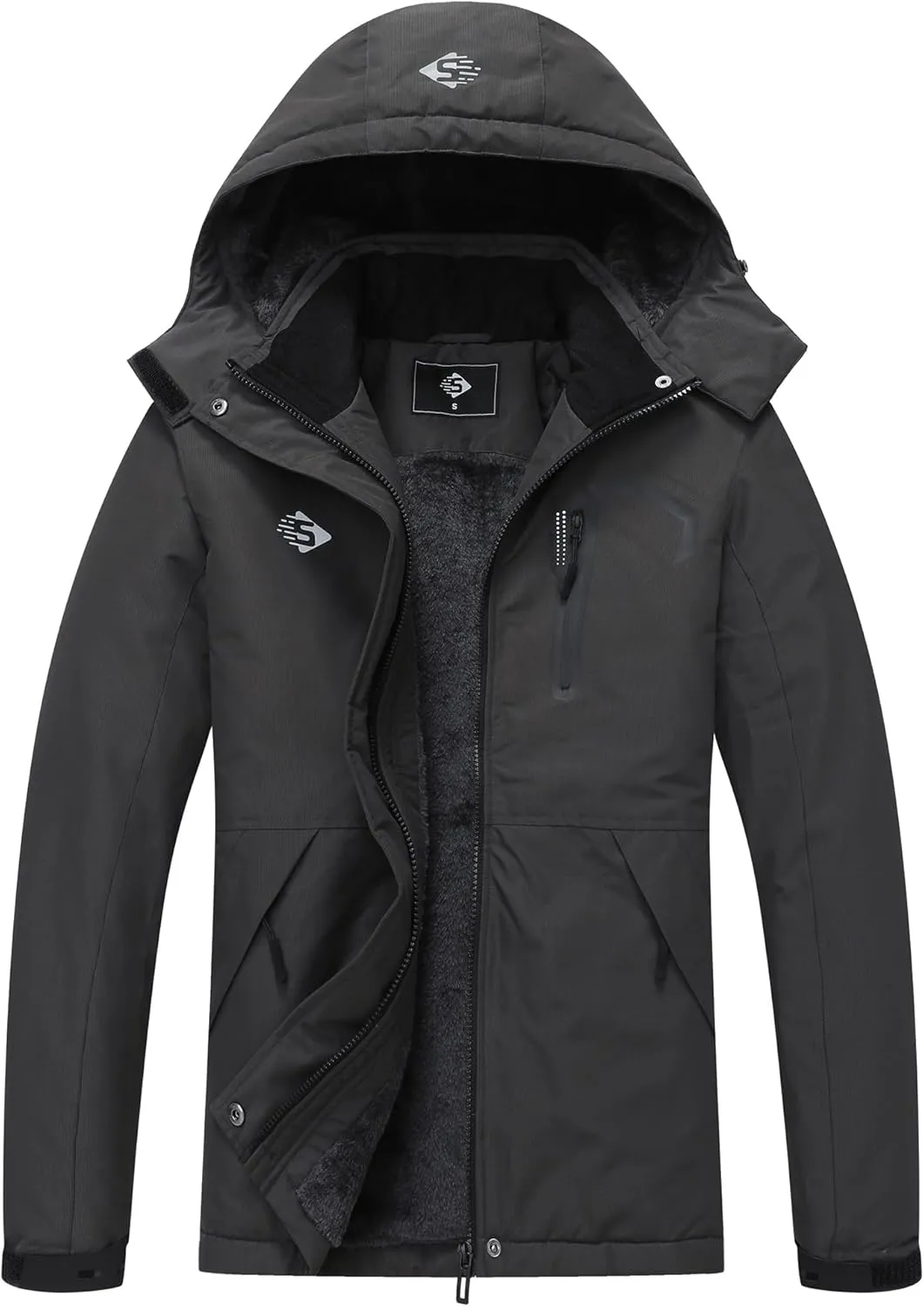 SUOKENI Women's Waterproof Ski Jacket Warm Winter Coat Snowboard Rain Jacket Hooded Windbreaker