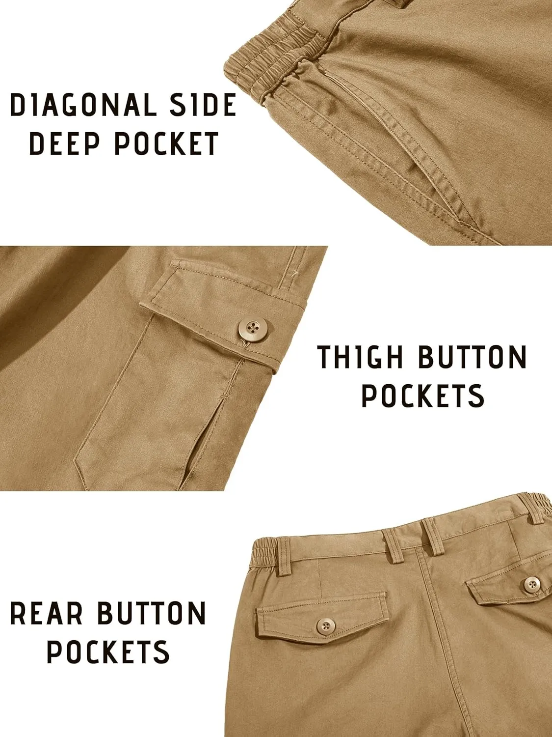 TACVASEN Men's Cargo Shorts Golf Elastic Waist Short for Men Cotton Hiking Shorts Stretchy Workout Short with Pockets
