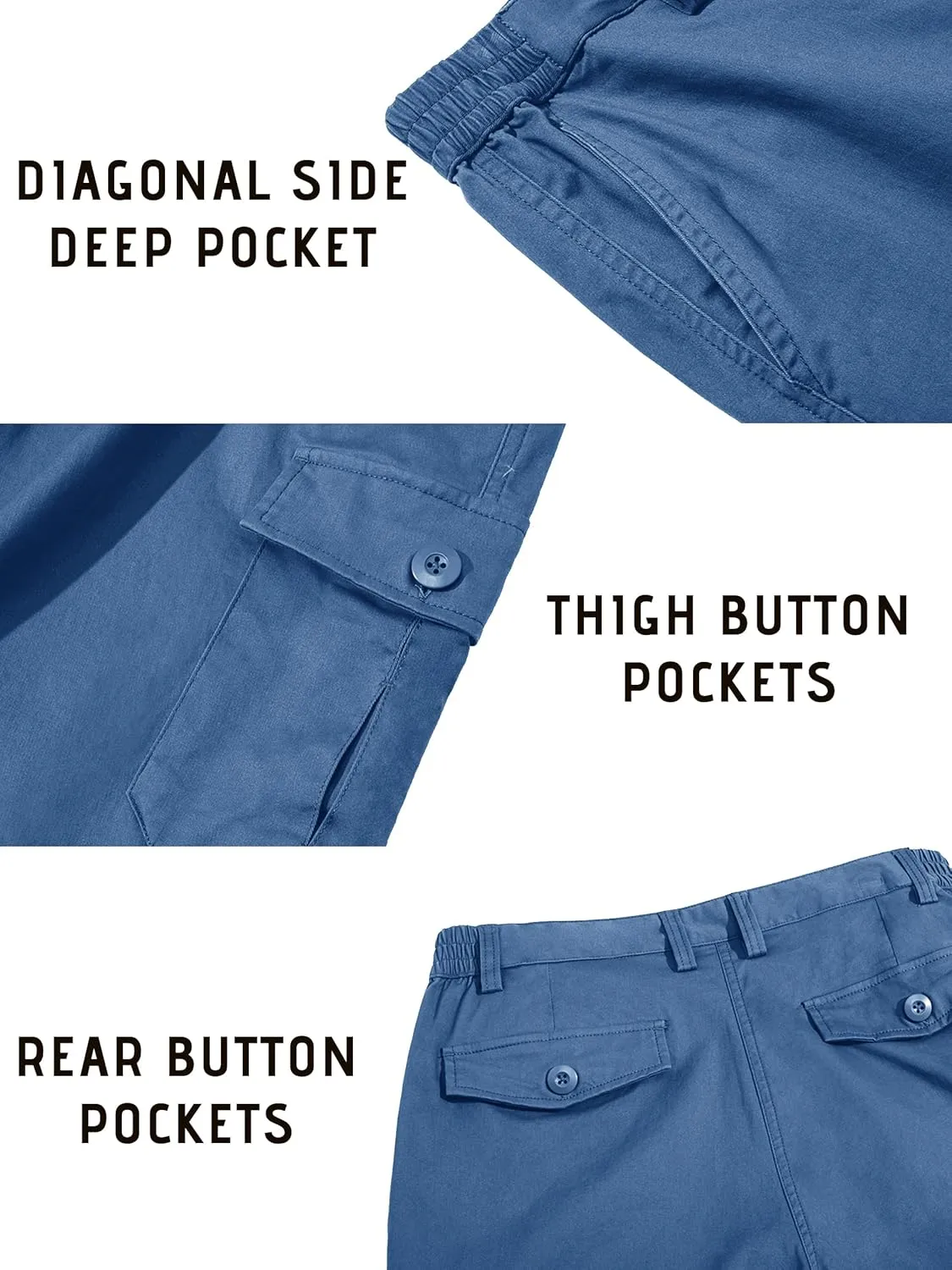 TACVASEN Men's Cargo Shorts Golf Elastic Waist Short for Men Cotton Hiking Shorts Stretchy Workout Short with Pockets