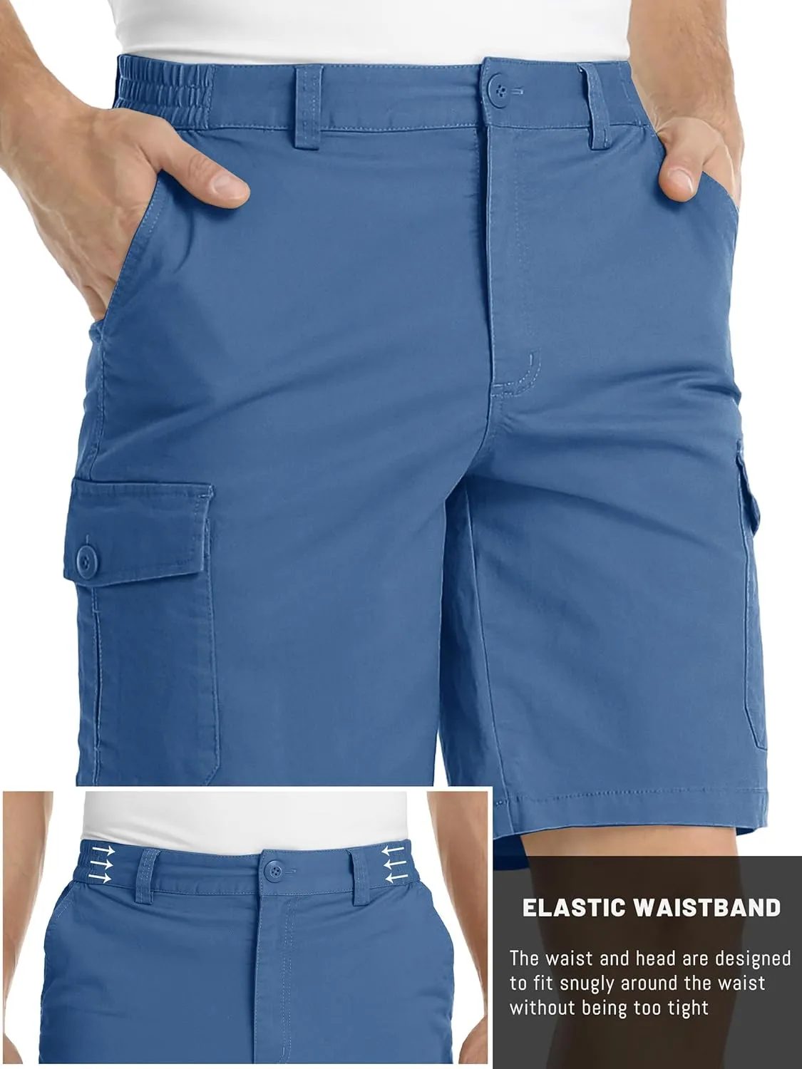 TACVASEN Men's Cargo Shorts Golf Elastic Waist Short for Men Cotton Hiking Shorts Stretchy Workout Short with Pockets