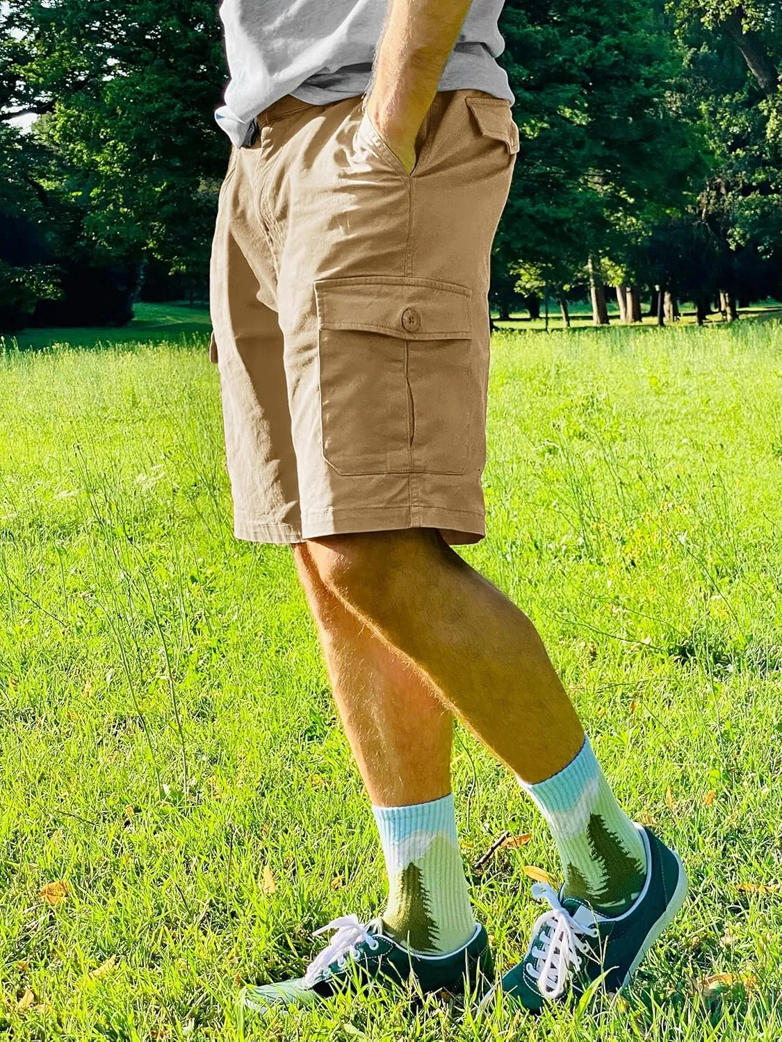TACVASEN Men's Cargo Shorts Golf Elastic Waist Short for Men Cotton Hiking Shorts Stretchy Workout Short with Pockets
