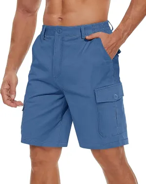 TACVASEN Men's Cargo Shorts Golf Elastic Waist Short for Men Cotton Hiking Shorts Stretchy Workout Short with Pockets