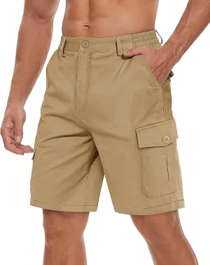 TACVASEN Men's Cargo Shorts Golf Elastic Waist Short for Men Cotton Hiking Shorts Stretchy Workout Short with Pockets
