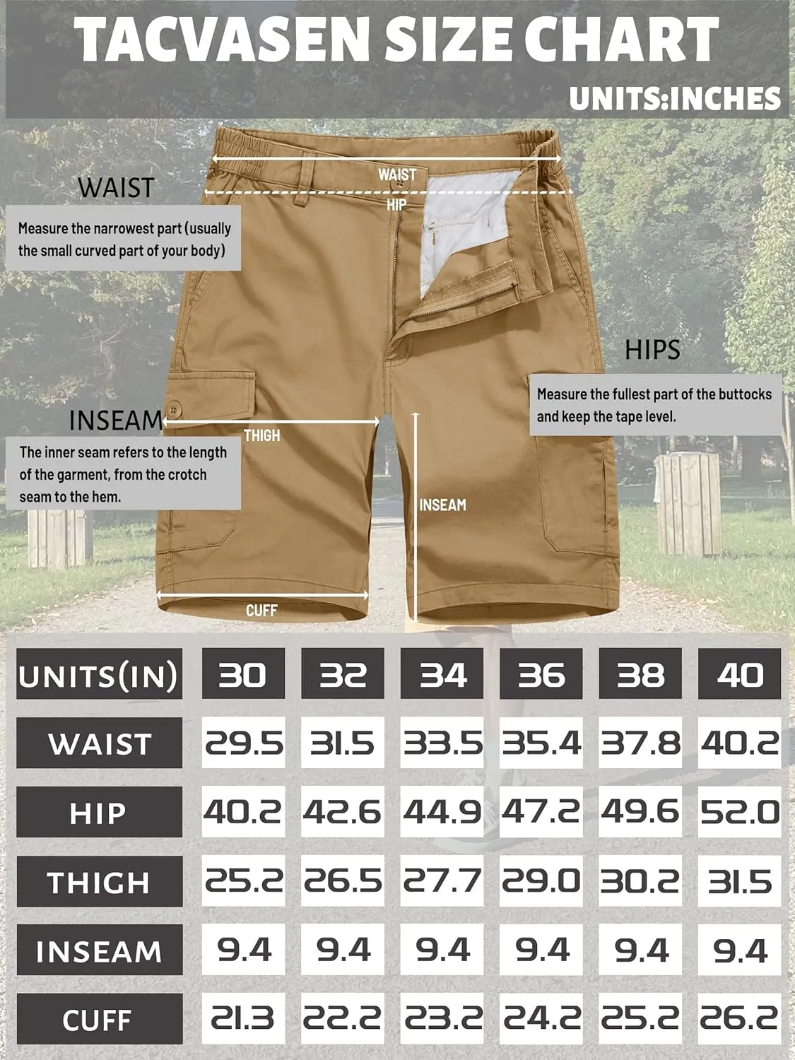 TACVASEN Men's Cargo Shorts Golf Elastic Waist Short for Men Cotton Hiking Shorts Stretchy Workout Short with Pockets