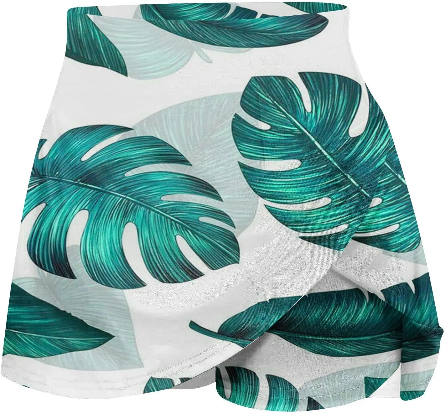 Tennis Skirt for Women High Waisted Tropical Print Athletic Skorts Lightweight Active Workout Shorts Fake 2 Piece