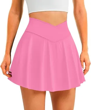 Tennis Skirts for Women Tennis Skirt with Pockets Shorts Crossover High Waisted Athletic Skorts Golf Running Workout