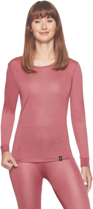 Terramar Women's 100% Silk Thermasilk Pointelle Scoop Shirt Baselayer