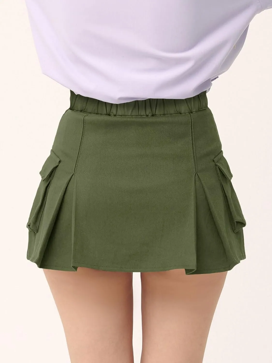 Tongmingyun Womens High Waisted Cargo Skort Bodycon Stretchy Y2k Pleated Mini Skirts with Shorts