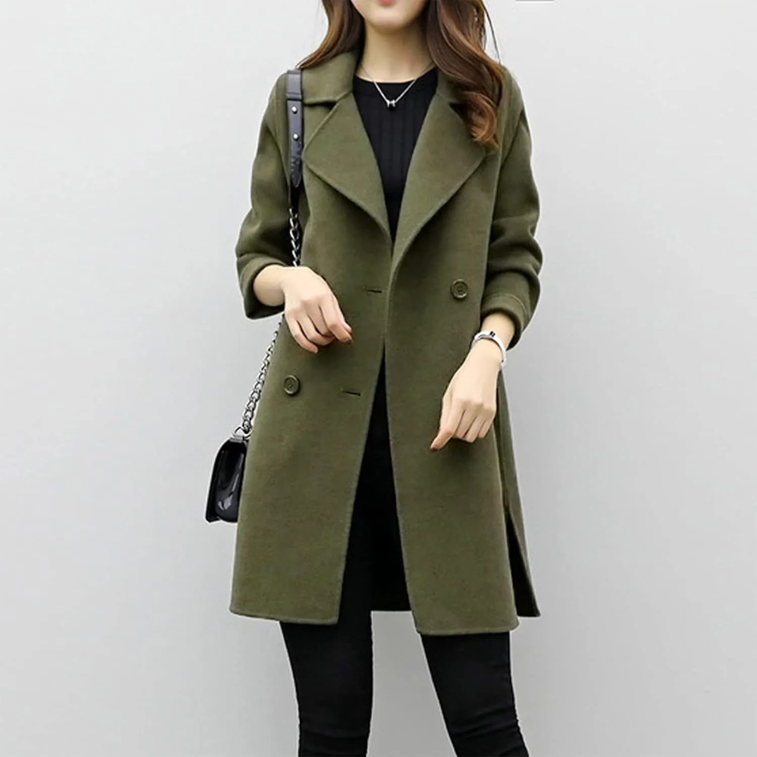 Trench Coats for Women Elegant Single Breasted Trench Coat Long Wool Coat Dressy Casual Overcoat Work Office Pea Coat
