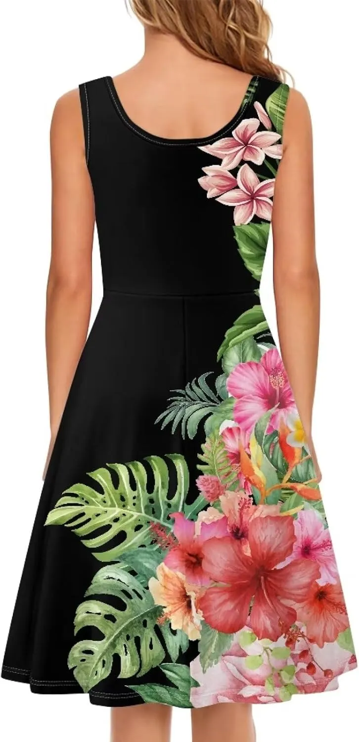 Uasibuni Floral Dress for Women Summer T Shirt Dresses