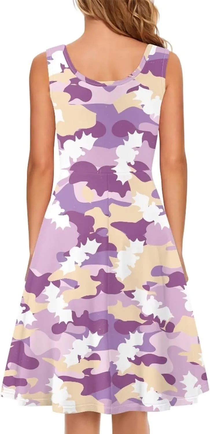 Uasibuni Floral Dress for Women Summer T Shirt Dresses