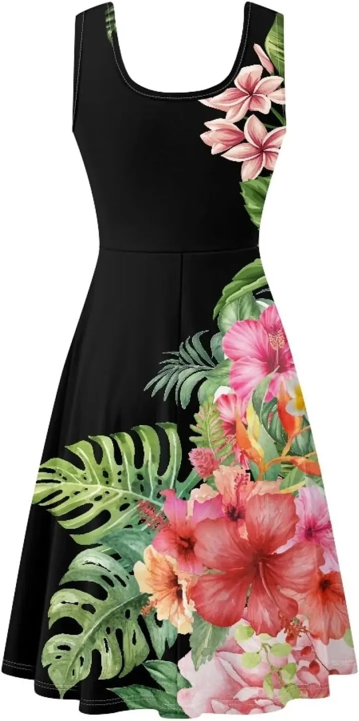 Uasibuni Floral Dress for Women Summer T Shirt Dresses