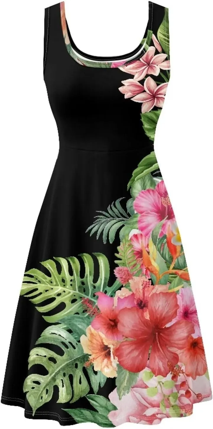 Uasibuni Floral Dress for Women Summer T Shirt Dresses