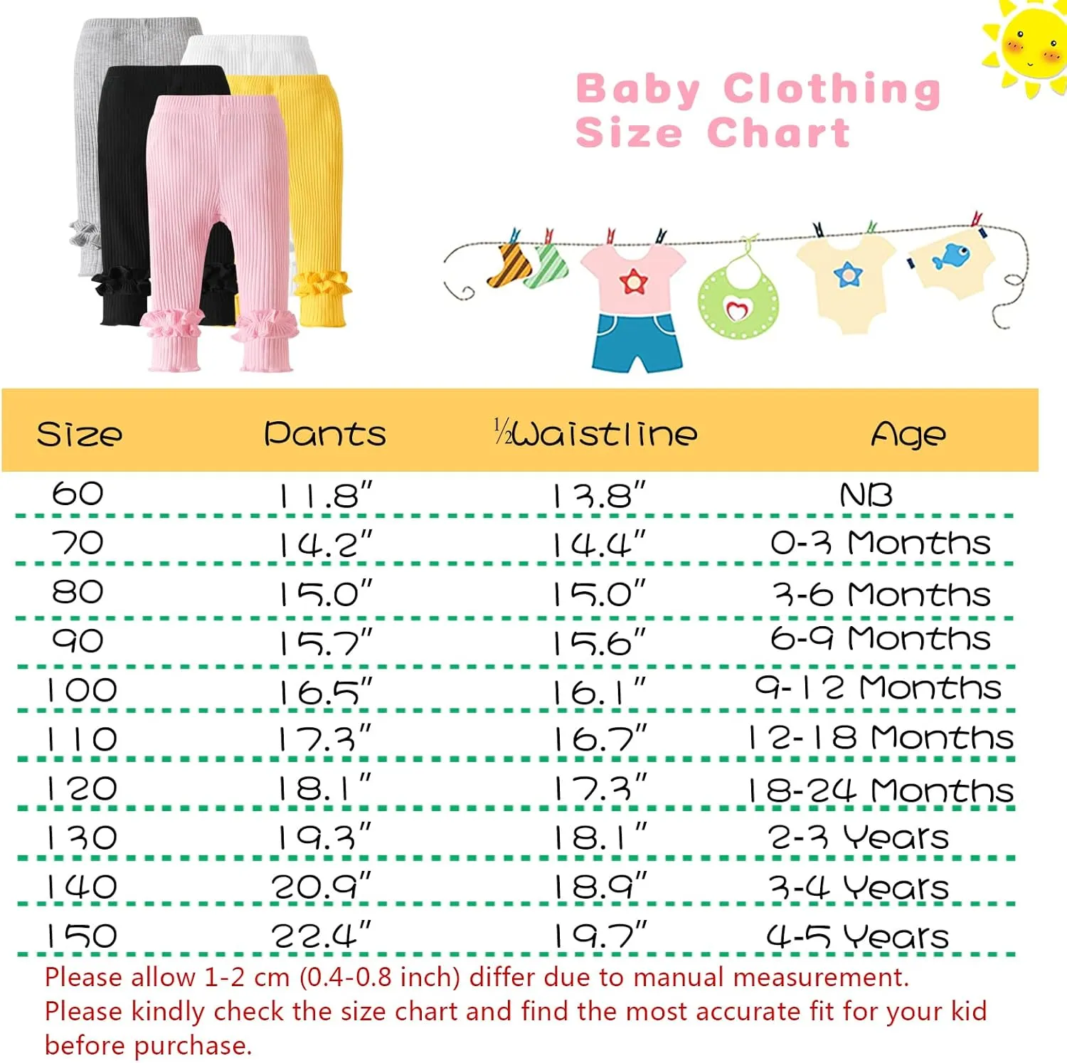 Unikaka Toddler and Baby Girl Stretchy Flare Pants with Ruffle Fleece Pants and Leggings 5-Pack