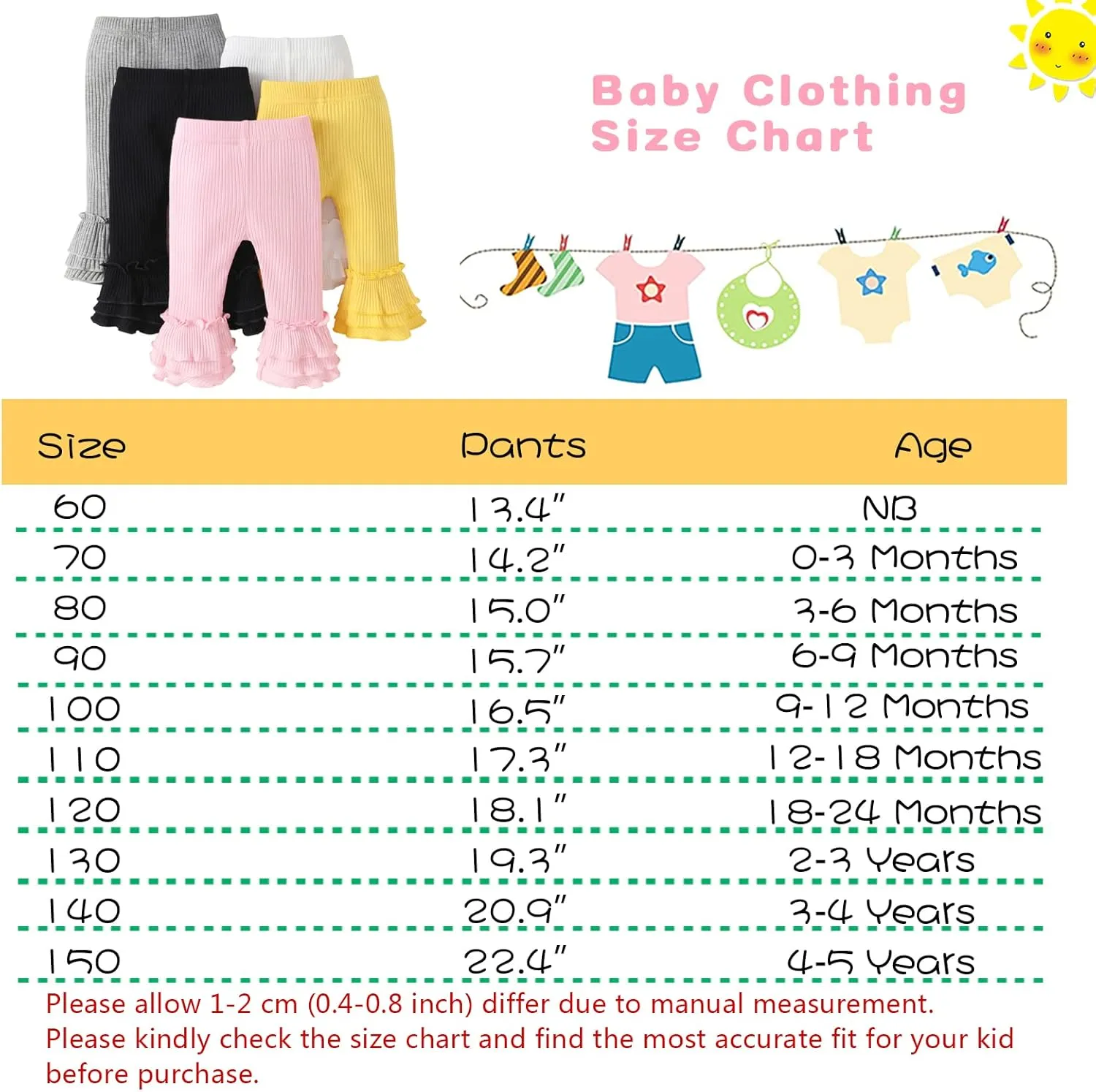 Unikaka Toddler and Baby Girl Stretchy Flare Pants with Ruffle Fleece Pants and Leggings 5-Pack