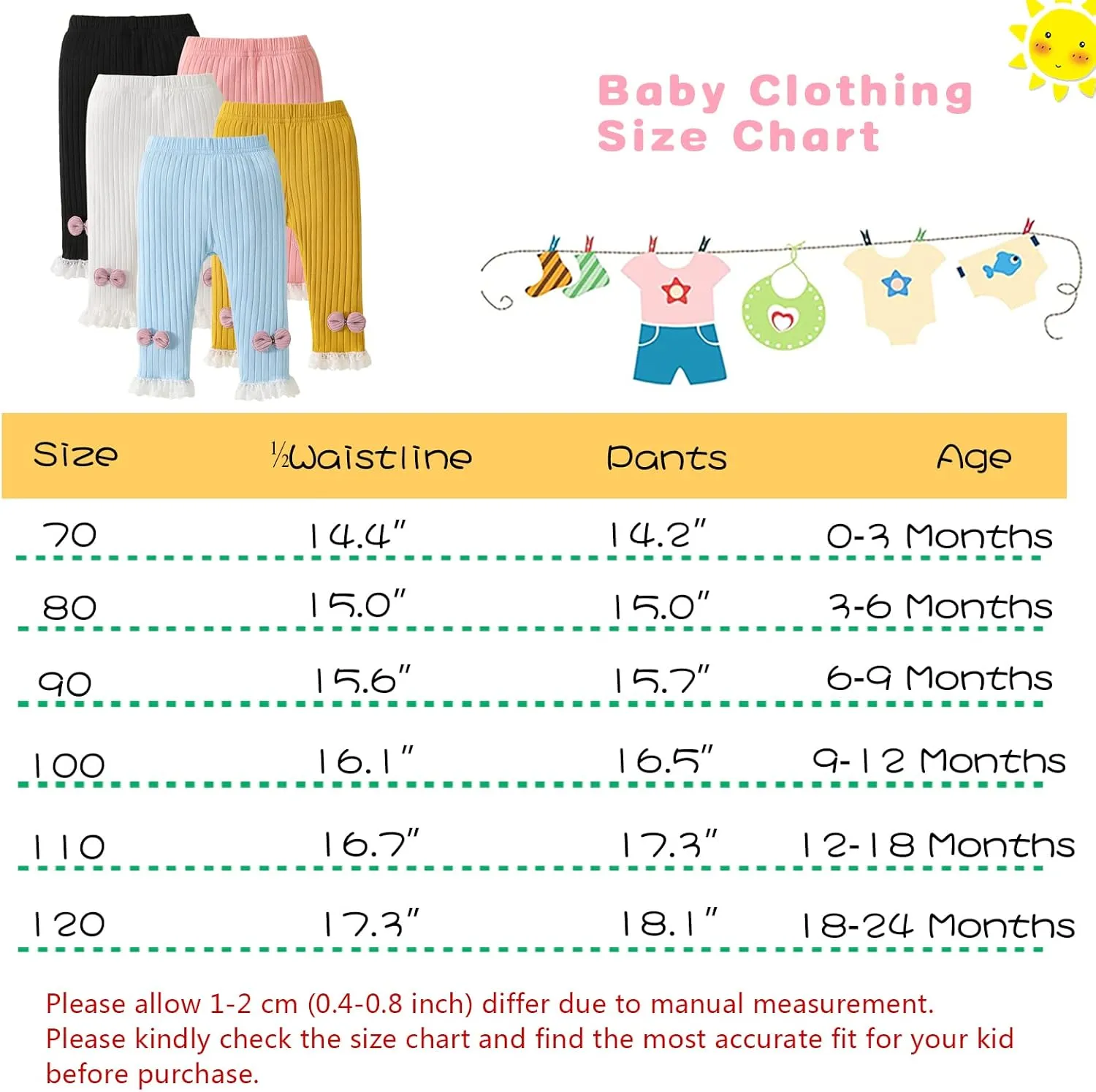 Unikaka Toddler and Baby Girl Stretchy Flare Pants with Ruffle Fleece Pants and Leggings 5-Pack