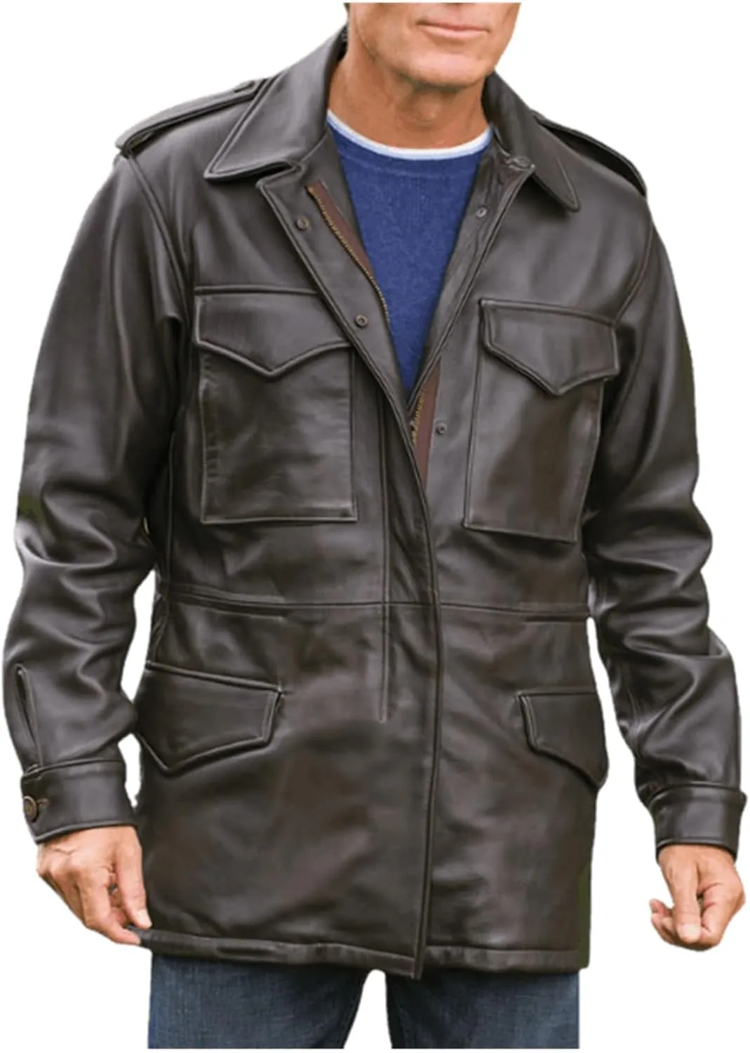 US Army Leather M65 Field Jacket Men Military M-65 Cargo Jacket