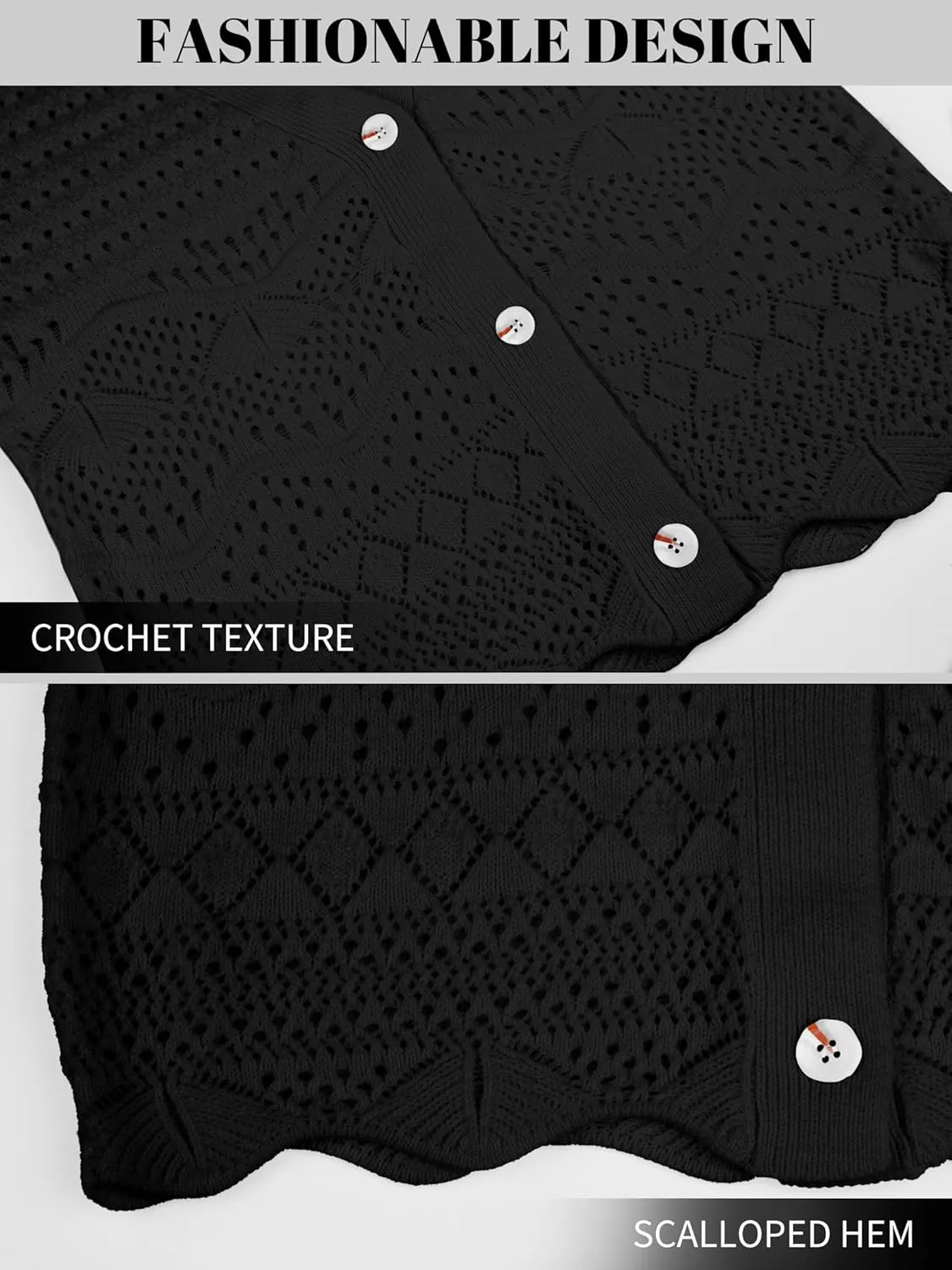 V FOR CITY Womens Cropped Cardigan Sweaters Bell Sleeve Crochet Cardigans Knit Bolero Shrug V Neck Open Front Sweater