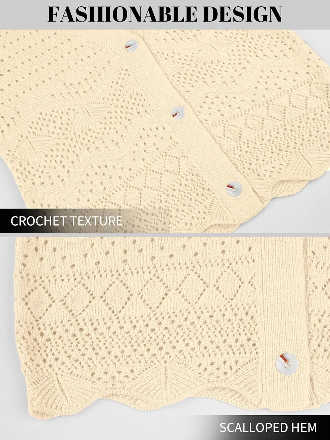 V FOR CITY Womens Cropped Cardigan Sweaters Bell Sleeve Crochet Cardigans Knit Bolero Shrug V Neck Open Front Sweater