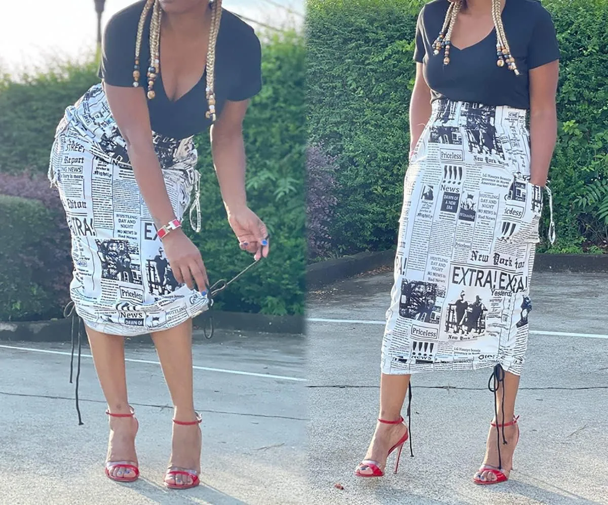 Vakkest Women's Camo Cargo Midi Skirt Elegant High Waist Vintage Dress Slit Front Ruffle Long Bodycon Maxi Skirts