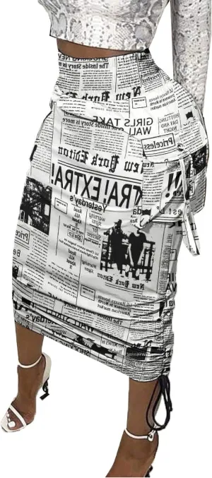 Vakkest Women's Camo Cargo Midi Skirt Elegant High Waist Vintage Dress Slit Front Ruffle Long Bodycon Maxi Skirts