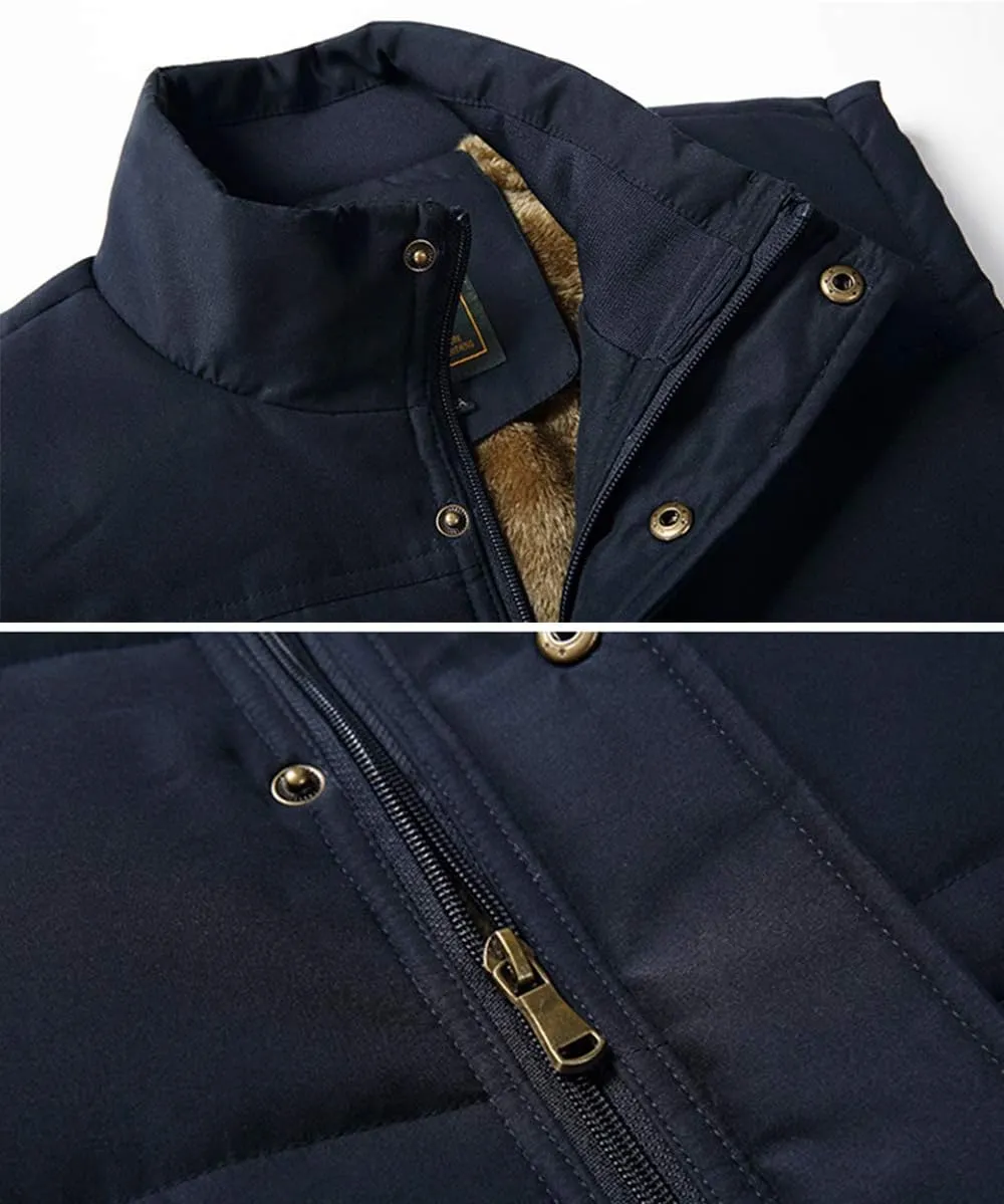 Vcansion Men's Outdoor Stand Collar Fleece Jacket Vest Casual Padded Vest Coats