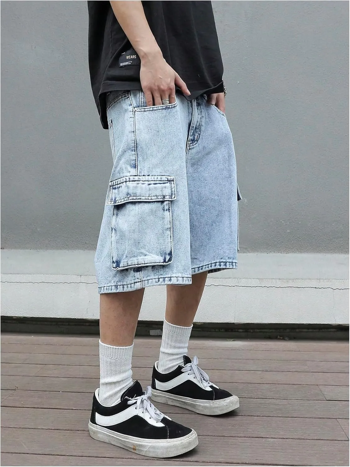 Verdusa Men's Baggy Bermuda Denim Shorts Streetwear Jean Short with Pockets