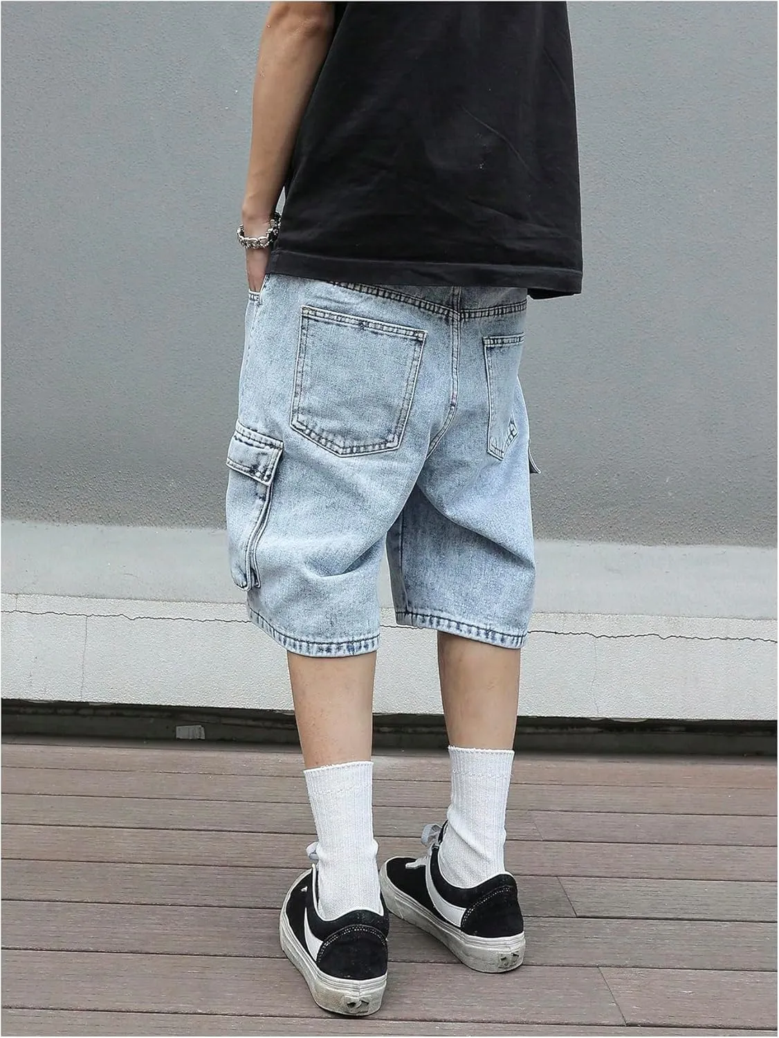 Verdusa Men's Baggy Bermuda Denim Shorts Streetwear Jean Short with Pockets