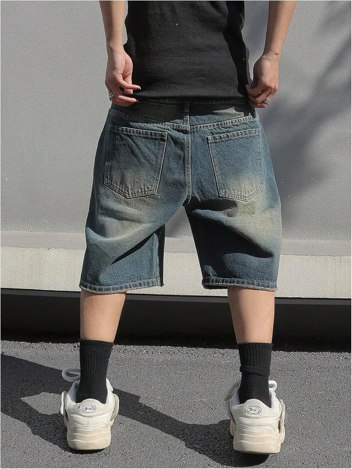 Verdusa Men's Baggy Bermuda Denim Shorts Streetwear Jean Short with Pockets