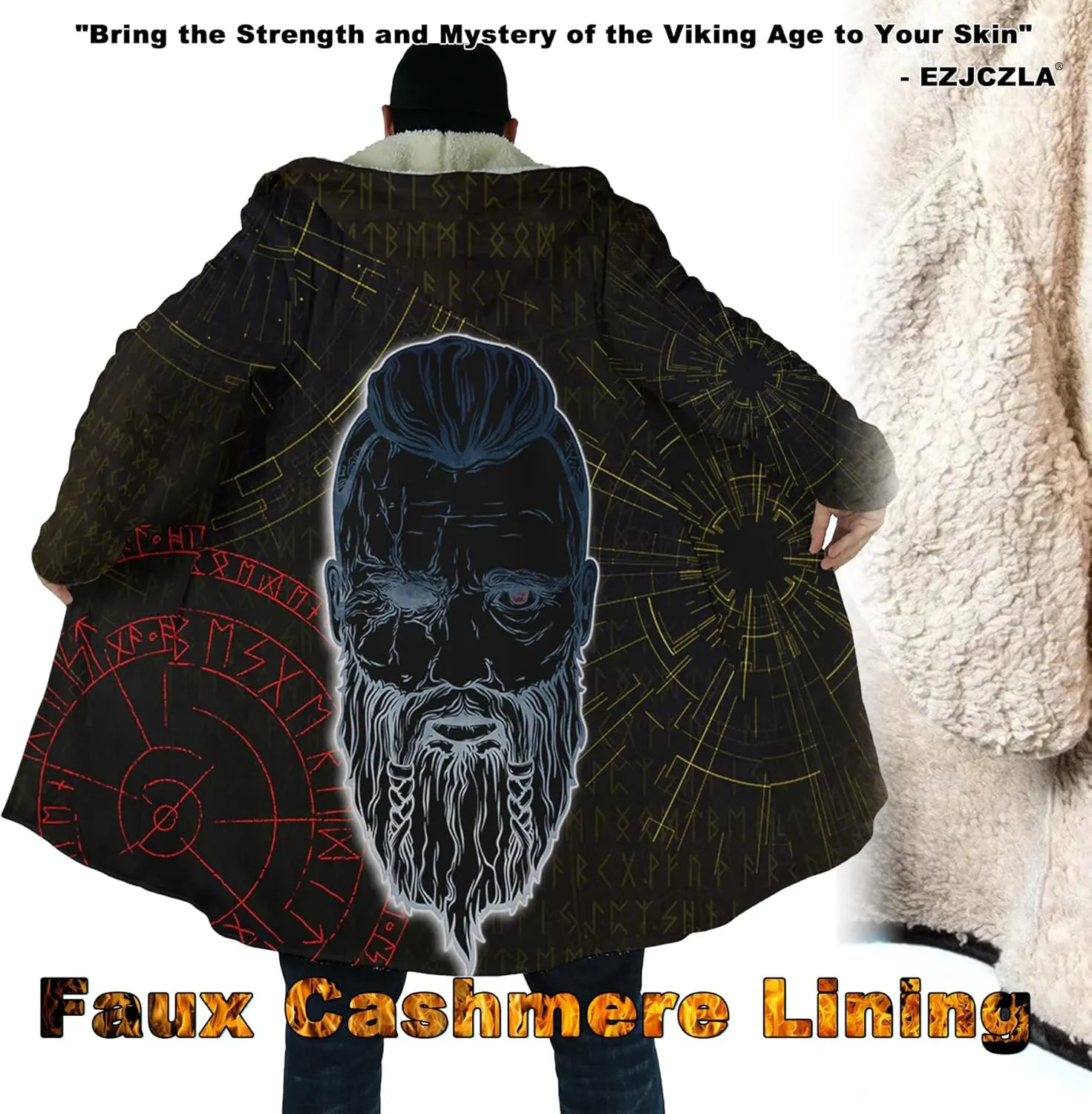 Viking Totem Unisex Coat Father of The Norse Gods Odin Faux Cashmere Warm Soft Cloak Cape Oversize Fashion Jackets