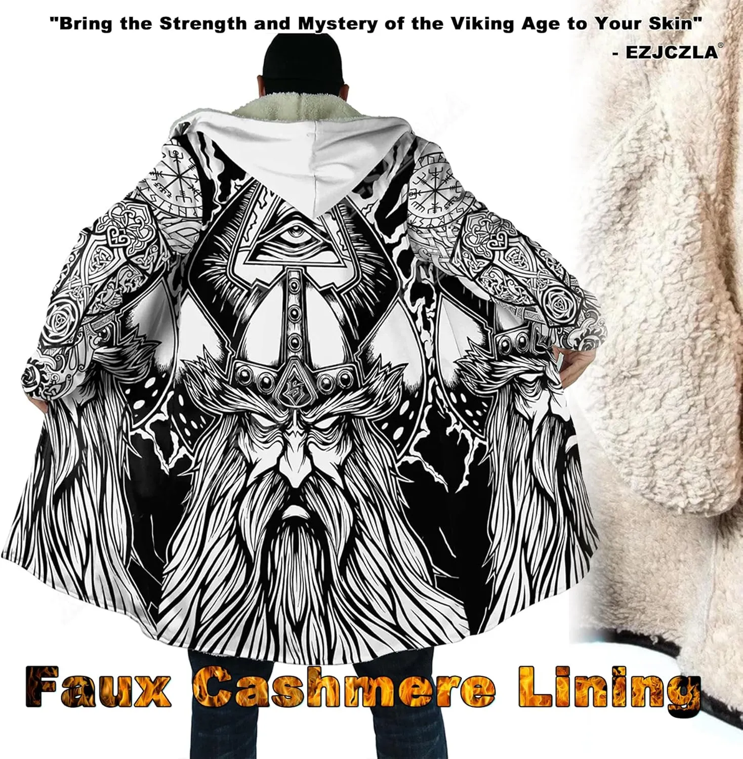 Viking Totem Unisex Coat Father of The Norse Gods Odin Faux Cashmere Warm Soft Cloak Cape Oversize Fashion Jackets