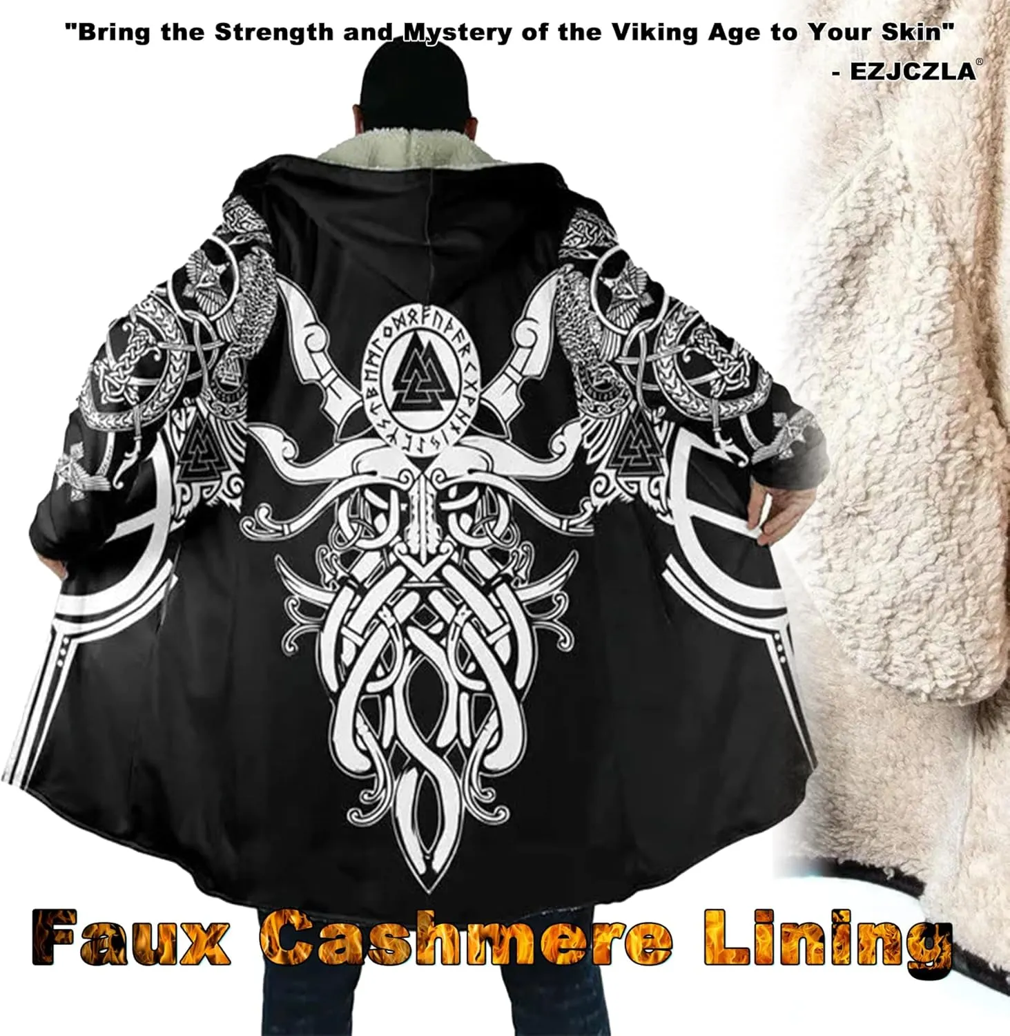 Viking Totem Unisex Coat Father of The Norse Gods Odin Faux Cashmere Warm Soft Cloak Cape Oversize Fashion Jackets