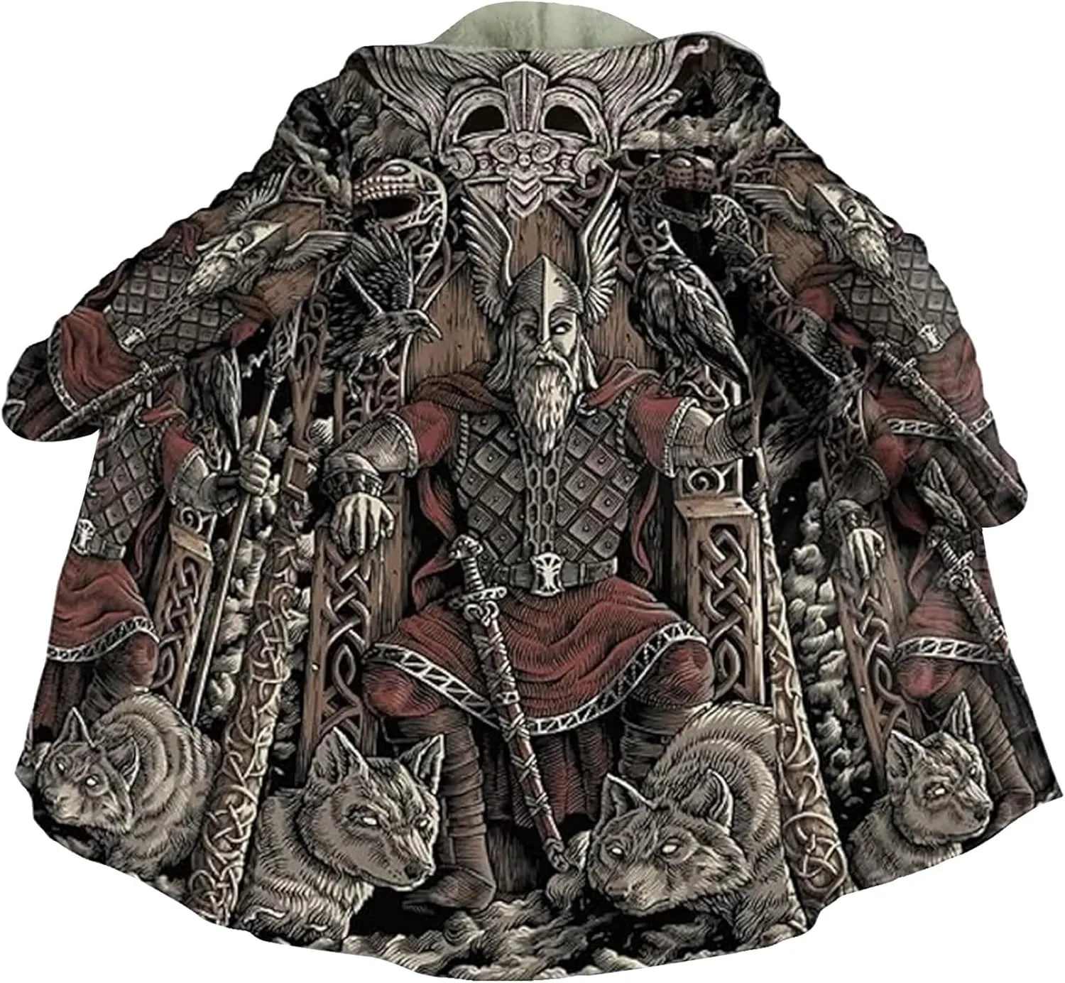 Viking Totem Unisex Coat Father of The Norse Gods Odin Faux Cashmere Warm Soft Cloak Cape Oversize Fashion Jackets