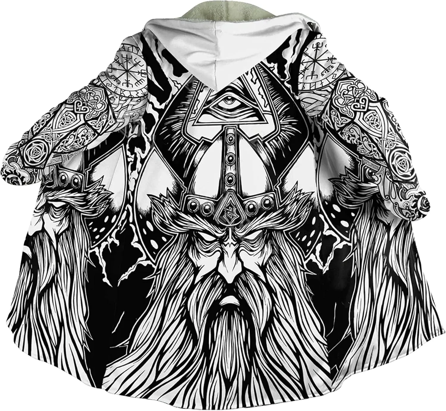 Viking Totem Unisex Coat Father of The Norse Gods Odin Faux Cashmere Warm Soft Cloak Cape Oversize Fashion Jackets