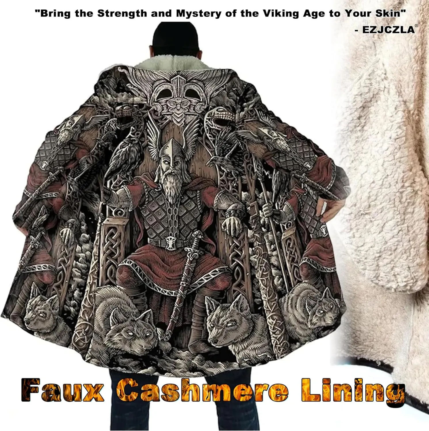 Viking Totem Unisex Coat Father of The Norse Gods Odin Faux Cashmere Warm Soft Cloak Cape Oversize Fashion Jackets