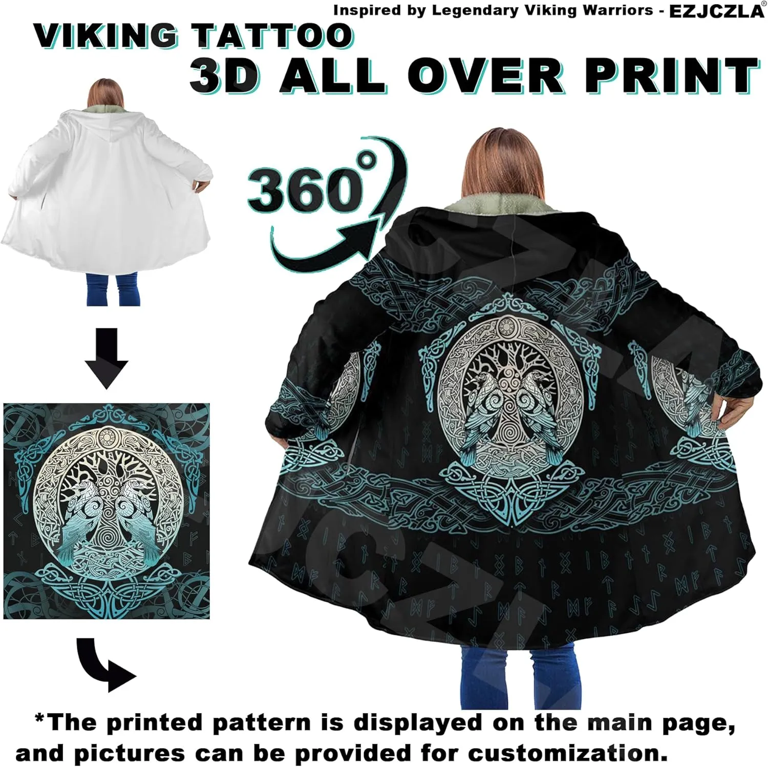 Viking Totem Unisex Coat Father of The Norse Gods Odin Faux Cashmere Warm Soft Cloak Cape Oversize Fashion Jackets