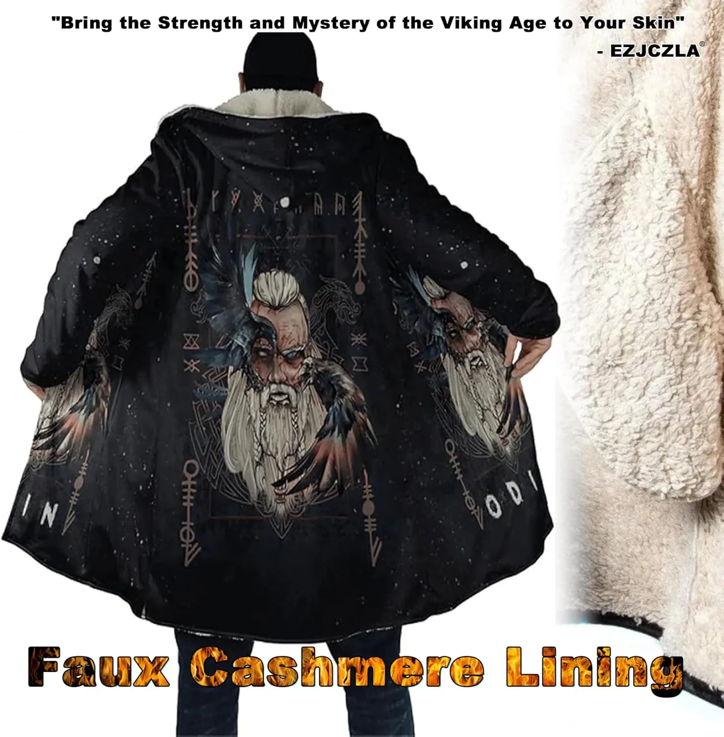Viking Totem Unisex Coat Father of The Norse Gods Odin Faux Cashmere Warm Soft Cloak Cape Oversize Fashion Jackets