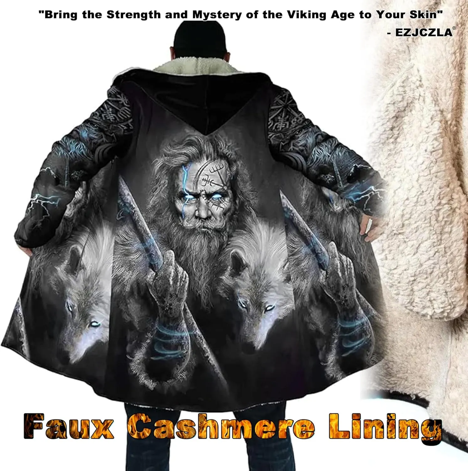 Viking Totem Unisex Coat Father of The Norse Gods Odin Faux Cashmere Warm Soft Cloak Cape Oversize Fashion Jackets