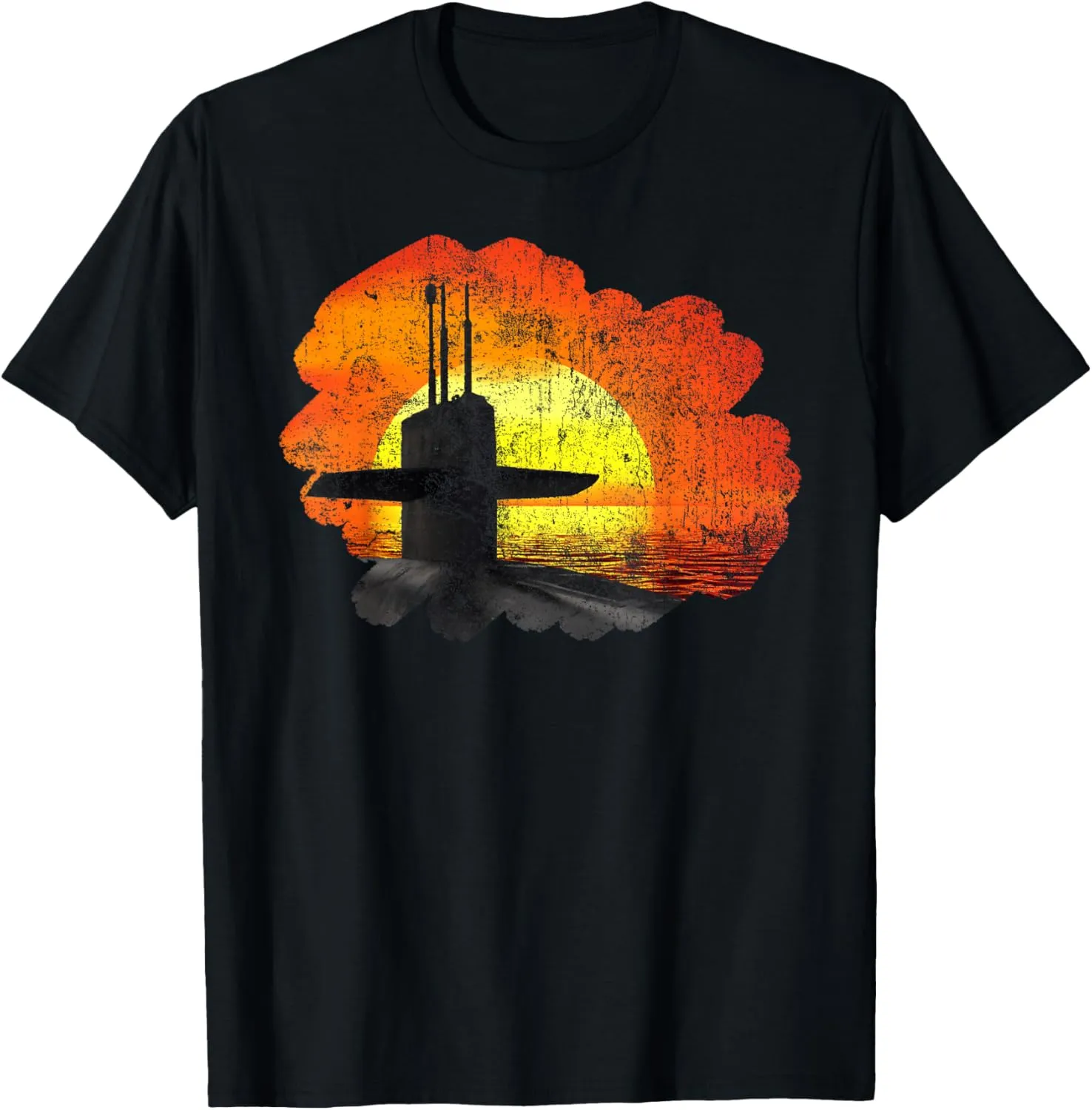 Vintage Red Sunset US Submarine Service Veteran T-Shirt