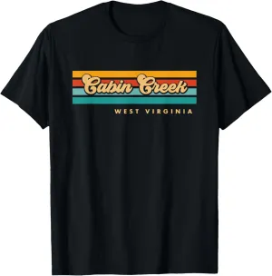 Vintage Sunset Stripes Cabin Creek, West Virginia T-Shirt