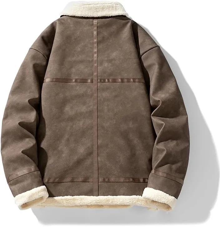 Vintage Thickened Fleece-Lined Jacket Men's Winter Warm Cotton-Padded Coat Lamb Wool Sweater Jacket