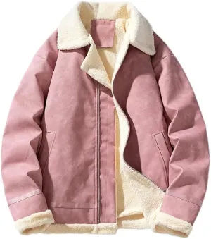 Vintage Thickened Fleece-Lined Jacket Men's Winter Warm Cotton-Padded Coat Lamb Wool Sweater Jacket