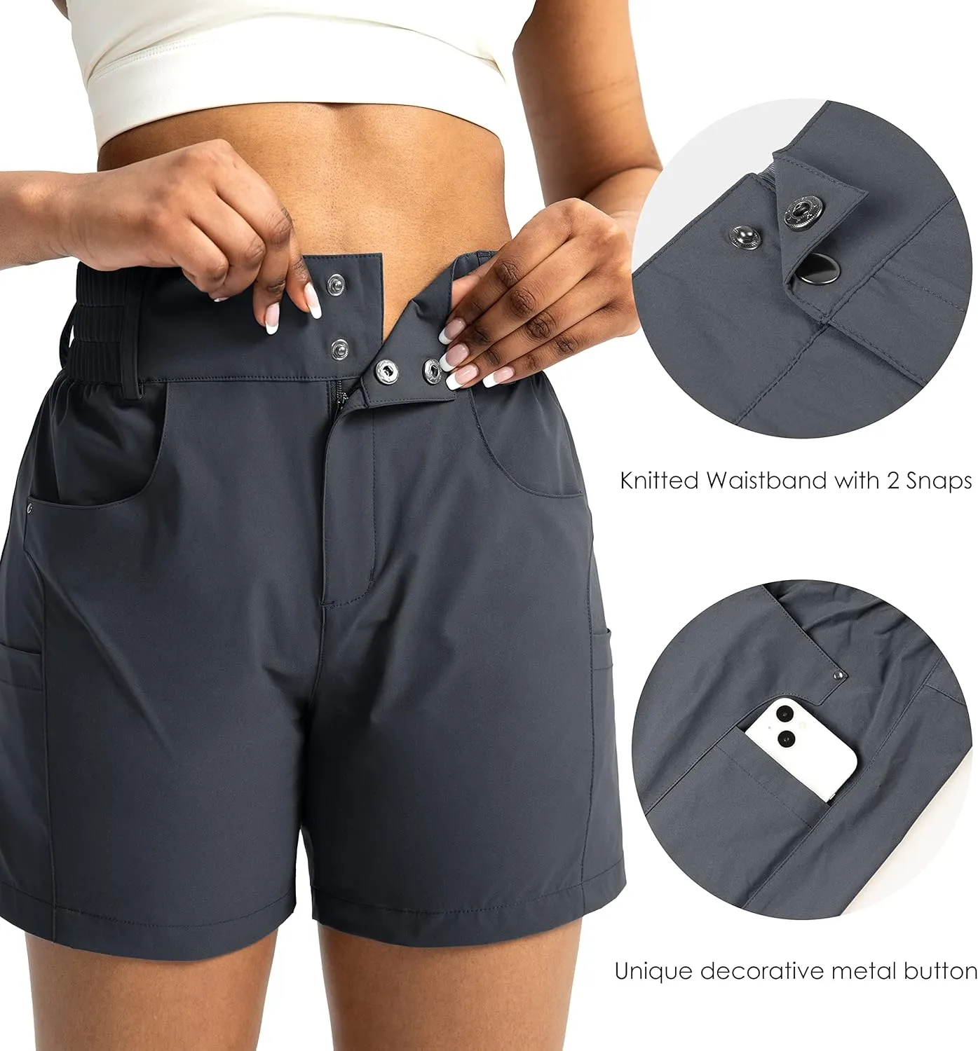 Viodia Women's 5" Hiking Golf Shorts with Pockets High Waist Stretch Cargo Short Shorts for Women Casual Summer