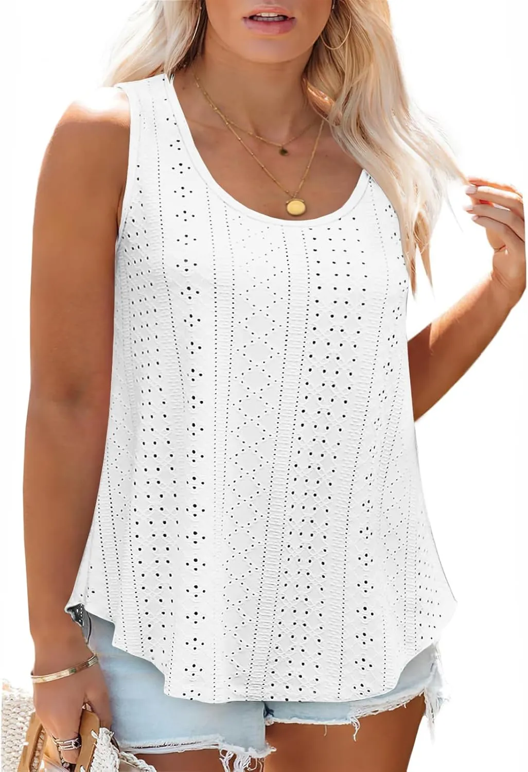 VISLILY Womens-Plus-Size-Summer-Tank-Tops Scoop Neck Camisole Sleeveless T Shirts Flowy Eyelet Embroidery Tunics Tee XL-5XL