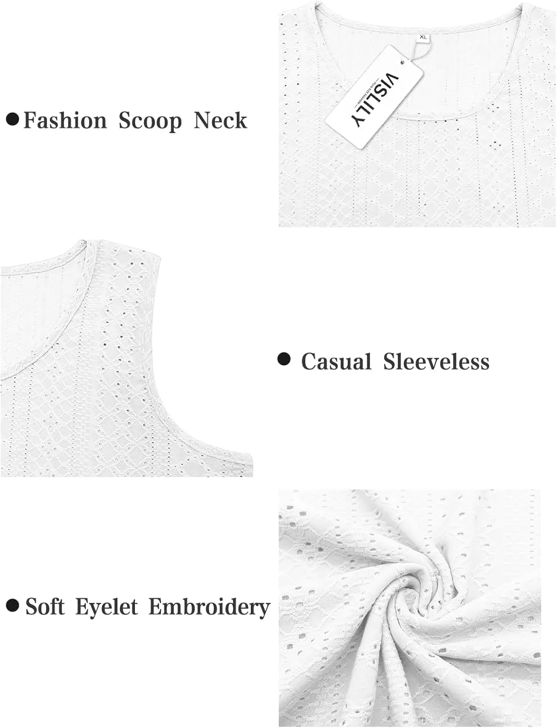 VISLILY Womens-Plus-Size-Summer-Tank-Tops Scoop Neck Camisole Sleeveless T Shirts Flowy Eyelet Embroidery Tunics Tee XL-5XL