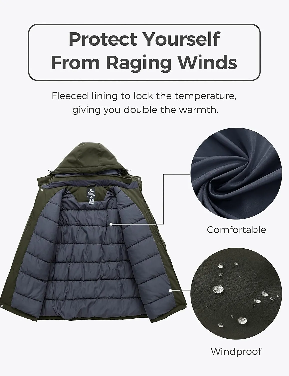 wantdo Men's Big and Tall Ski Jacket Waterproof Snowboarding Jacket Windproof Winter Coat with Hood