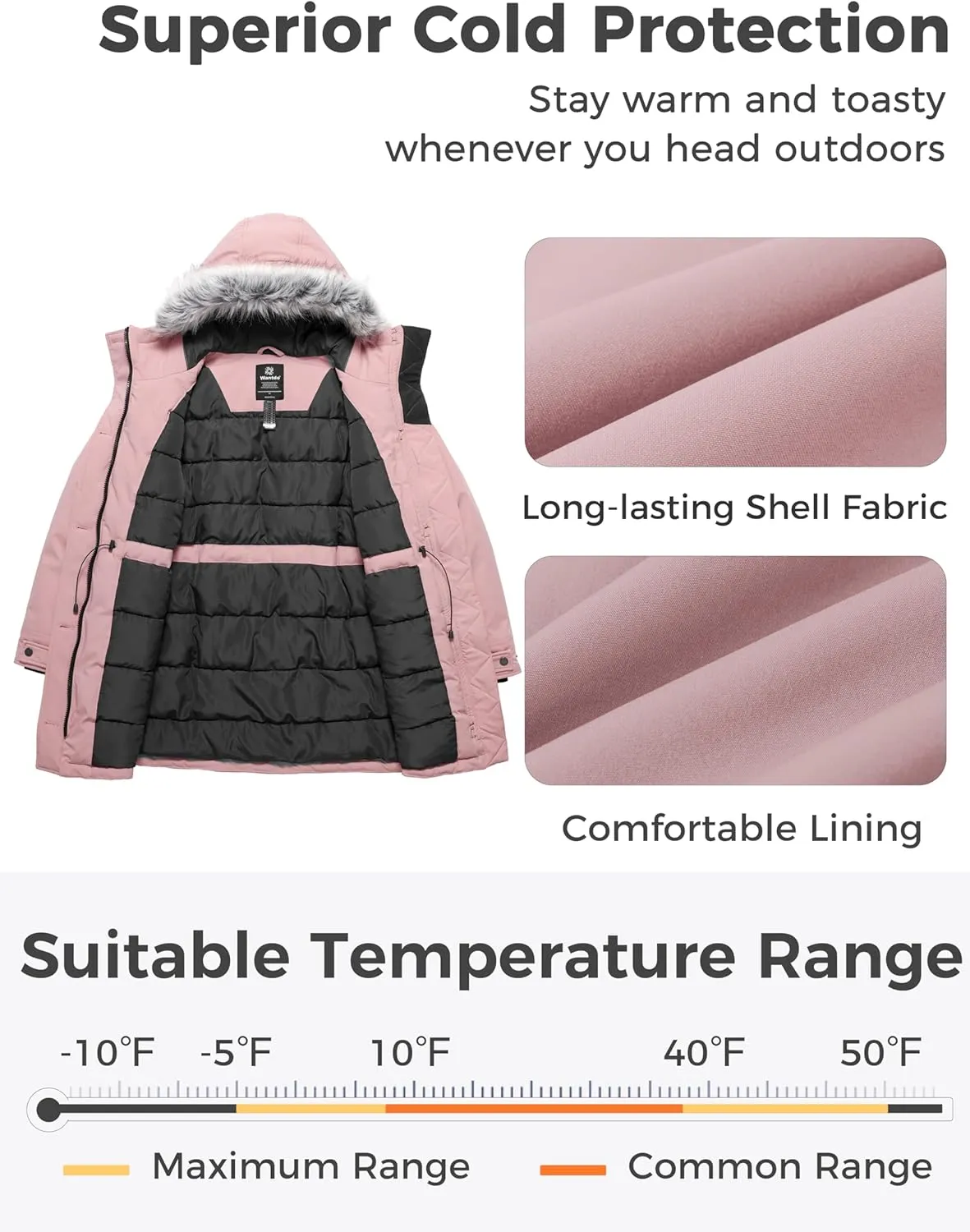 wantdo Women's Plus Size Winter Coat Warm Long Puffer Coat Thicken Parka Jacket with Hood