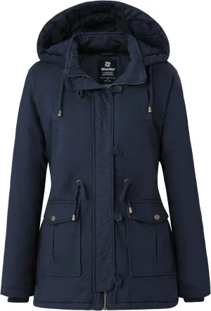 wantdo Women's Winter Thicken Puffer Coat Warm Fleece Lined Parka Jacket with Fur Hood