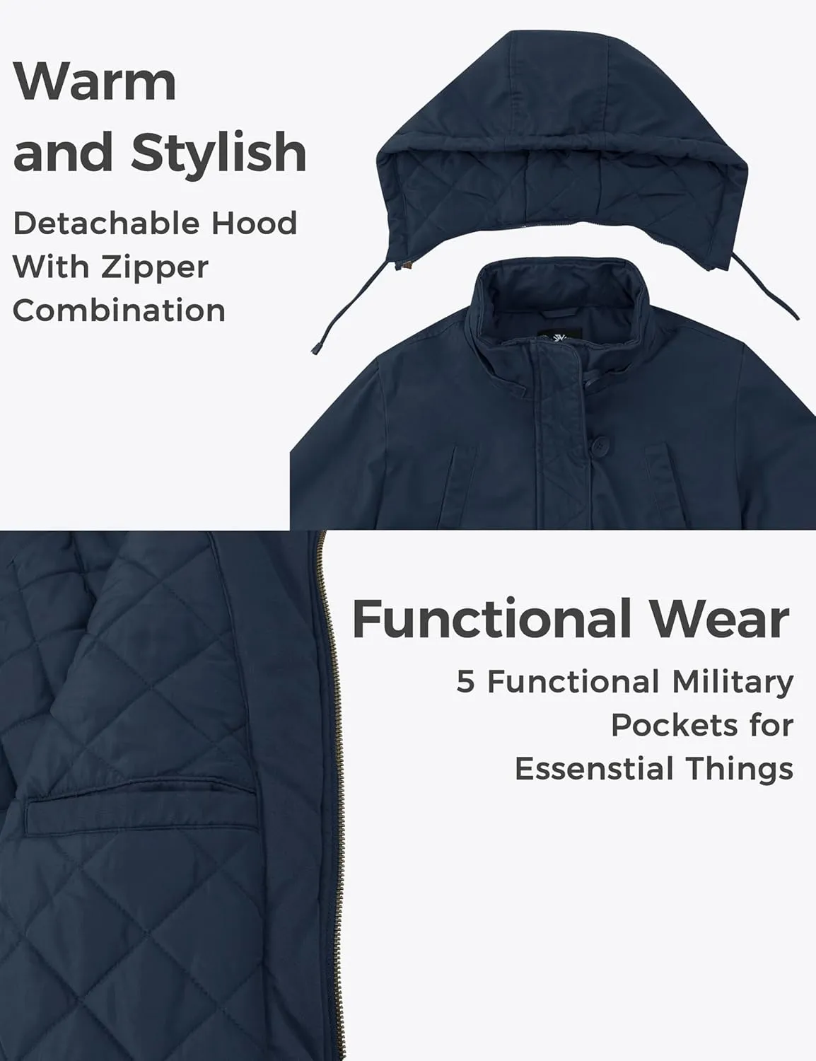 wantdo Women's Winter Thicken Puffer Coat Warm Fleece Lined Parka Jacket with Fur Hood