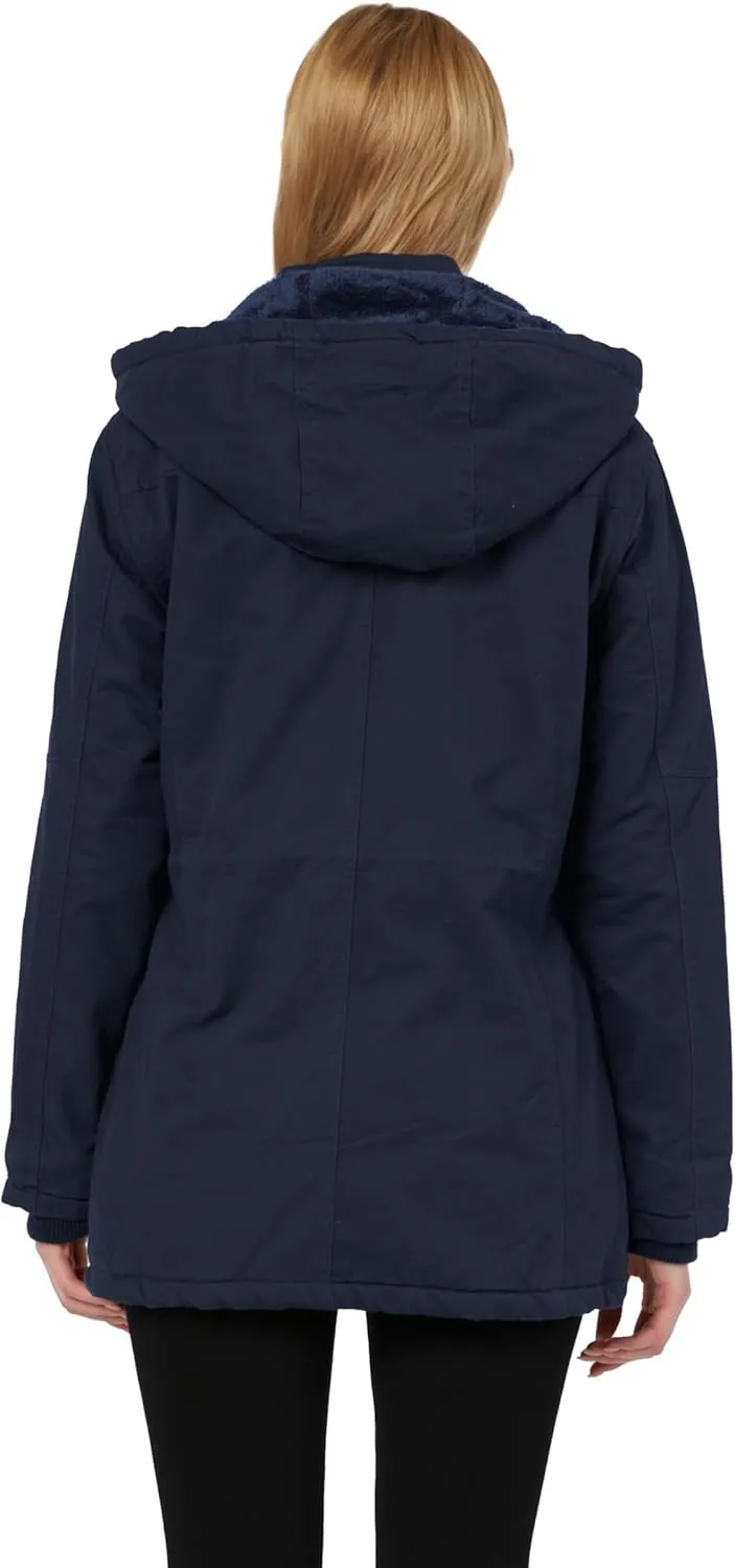 wantdo Women's Winter Thicken Puffer Coat Warm Fleece Lined Parka Jacket with Fur Hood